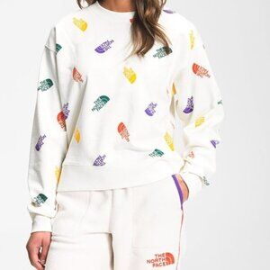 THE NORTH FACE  Colorblock Logo Recycled Crop Sweatshirt ~ L